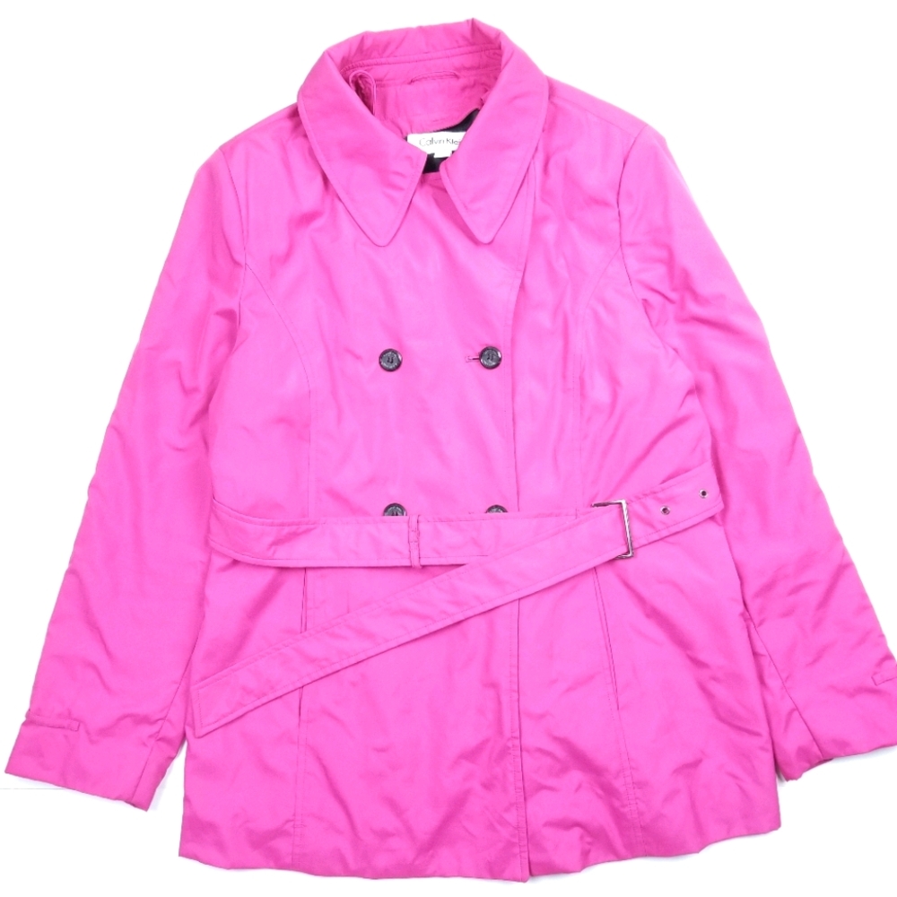 VTG 00's Calvin Klein Hot Pink Trench Coat Jacket